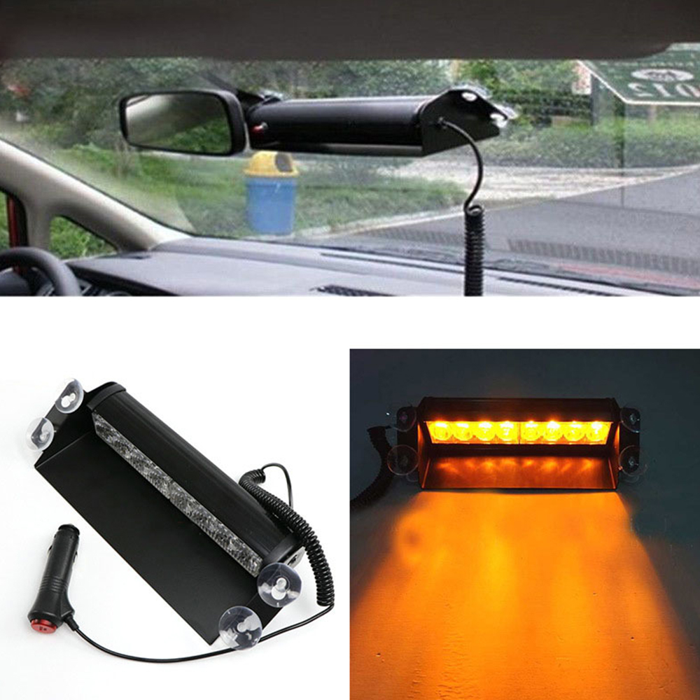 DC12V 8LEDs Suction Cup Strobe Light Car Front Gear Car Warning Shovel Light High Beam Counter Strobe Lights